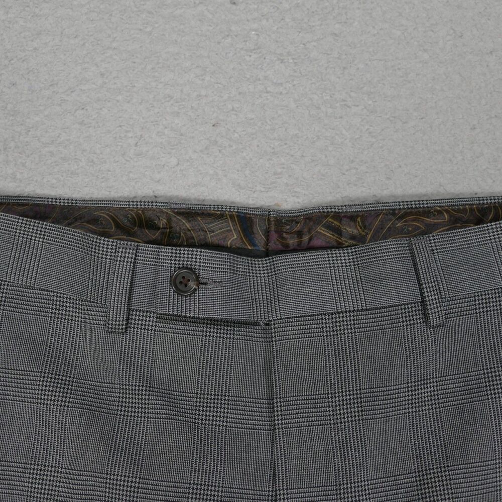 Polo Ralph Lauren Dress Pants Mens 34x34 Flat Front Gray Plaid
